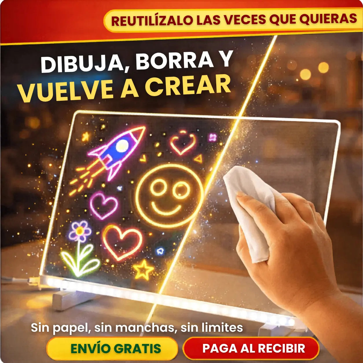 Tablero Mágico Neón | Mejora el aprendizaje